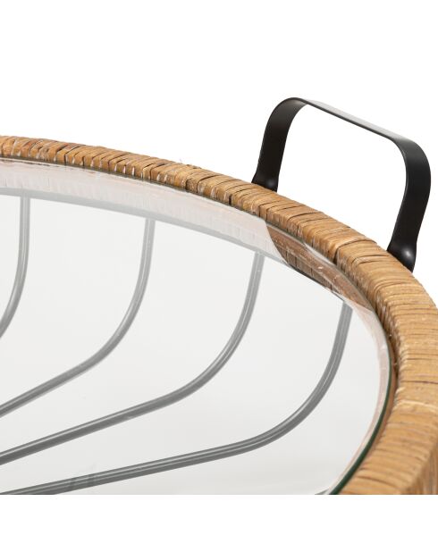 Table basse ronde Cebu noir/beige - 70.5x65x57 cm