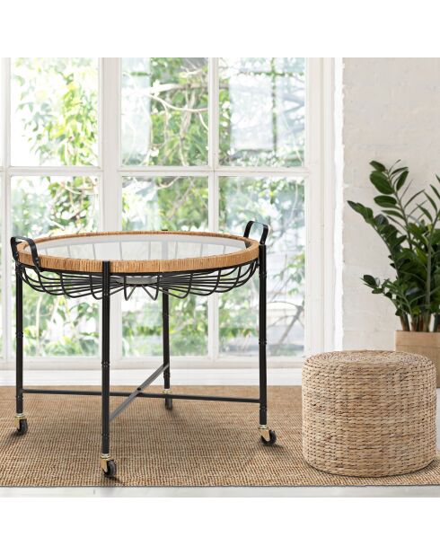 Table basse ronde Cebu noir/beige - 70.5x65x57 cm
