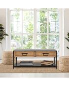Meuble TV Hanoi noir/marron - 95x38x38 cm