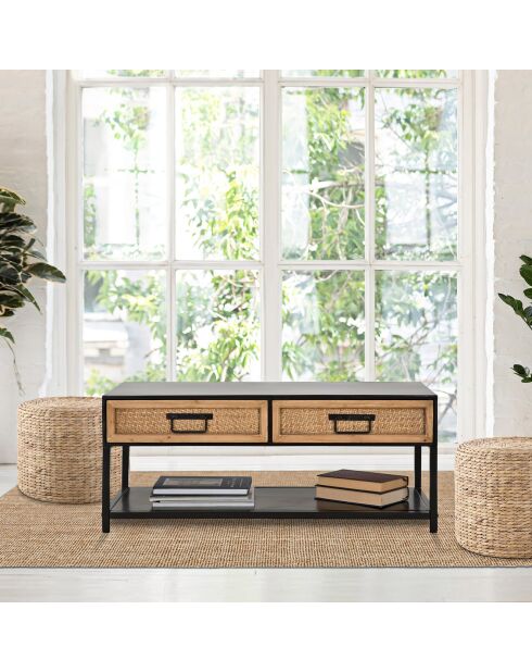 Meuble TV Hanoi noir/marron - 95x38x38 cm