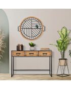 Console Hanoi noir/beige - 120x35x78 cm