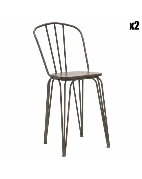 2 Chaises Harlem bois naturel/gris foncé - 102x54x45 cm