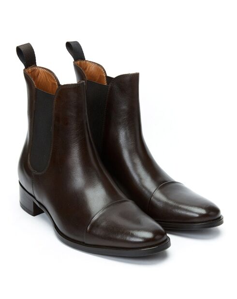 Chelsea Boots en Cuir Victoria marron foncé