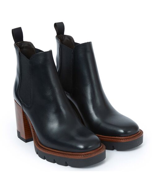 Bottines en Cuir Heeled Sacha noir/marron