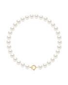 Bracelet en Or Jaune & Perles d'Eau Douce semi rondes blanc naturel