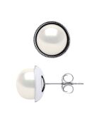 Witgouden en zoetwatergekweekte pareloorbellen met witte parelmoeren knopen