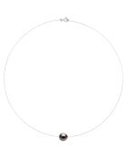 Runde Tahiti-Zuchtperlenkette aus Weißgold und Schwarz