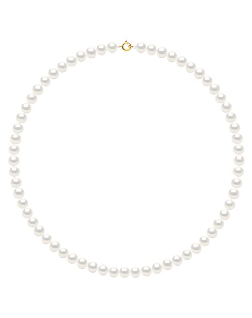 Geelgouden ketting en natuurlijke witte halfronde zoetwaterparels