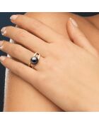 Offener Armreif aus Gelbgold, 0,06 ct Diamanten und schwarze runde Tahiti-Zuchtperle