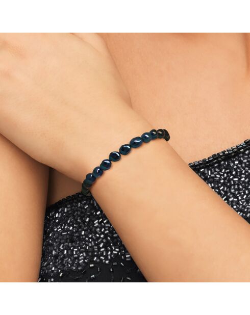 Elastisches Armband aus schwarzen barocken Süßwasser-Zuchtperlen