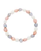 Bracelet élastique Perles de Culture d'Eau Douce baroques multicolores