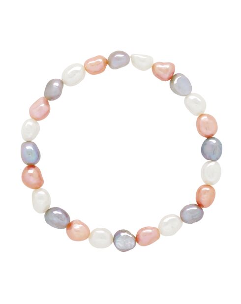 Elastisches Armband mit mehrfarbigen Barock-Süßwasser-Zuchtperlen