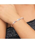 Armband aus Rhodium-Silber mit barocken Süßwasser-Zuchtperlen in Lavendel/Weiß/Rosa
