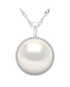 Gekweekte parelketting van witgoud en zoetwater met witte parelmoer-knoop