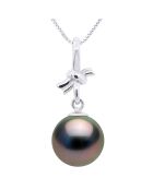 Pendentif Noeud en Or Blanc & Perle de Culture de Tahiti ronde noire