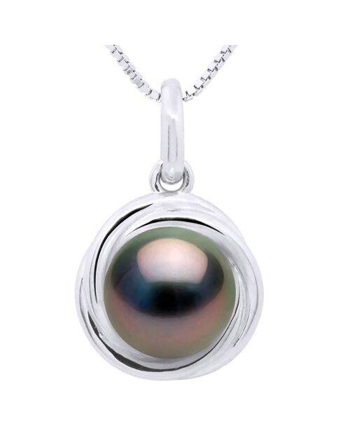 Pendentif en Or Blanc & Perle de Culture de Tahiti ronde noire