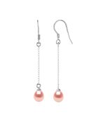 Orecchini in argento rodiato e perle coltivate d'acqua dolce con perle rosa naturali