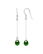 Gekweekte pareloorbellen van gerhodineerd zilver en zoetwater met malachietgroene parels