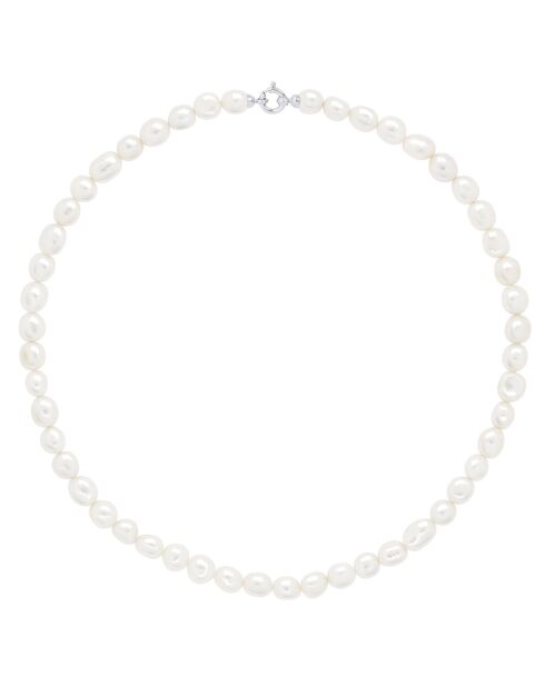 Collier Rang Princesse en Or Blanc & Perles de Culture d'Eau Douce Baroques blanc naturel