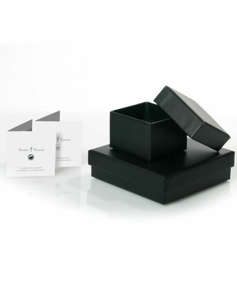 Halskette aus Weißgold, 0,04 ct Diamanten und schwarze runde Tahiti-Zuchtperle