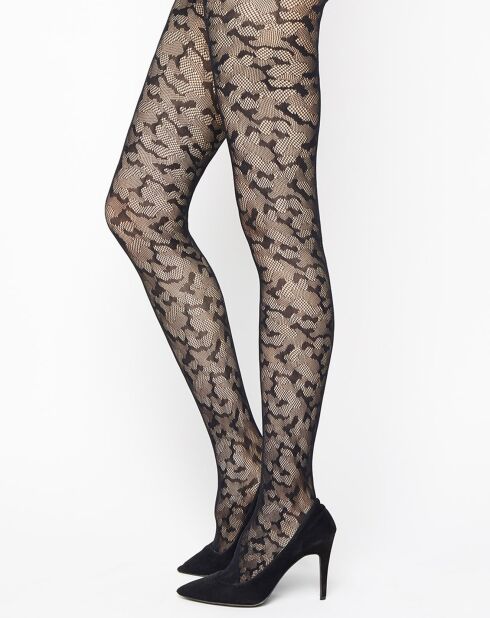 Collant Fashion Cameron résille motif camouflage noir