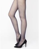 Collant Fashion Céleste 20 deniers motif plumetis bleu marine