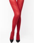 Collant opaque Fashion Fantaisie relief bouchra rouge
