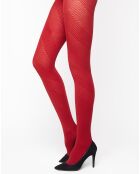 Collant opaque Fashion Fantaisie relief bouchra rouge