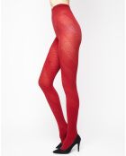 Collant opaque Fashion Fantaisie relief bouchra rouge