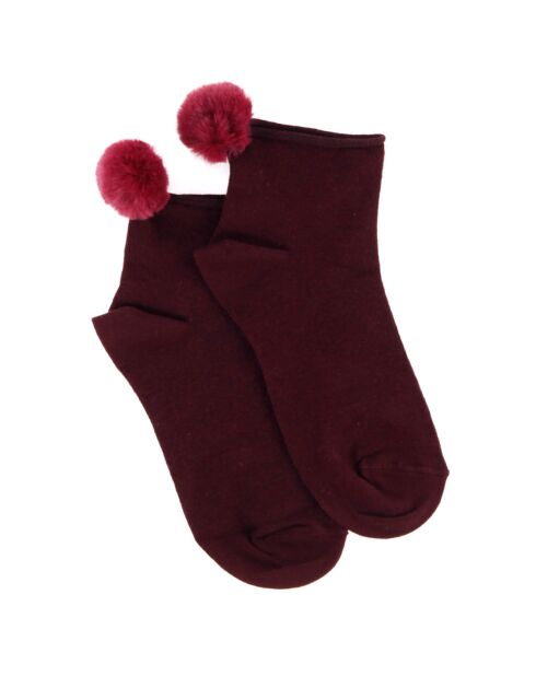Socquettes Pompon bordeaux