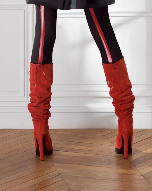 Collant opaque Fashion Baguette Arrière noir/rouge