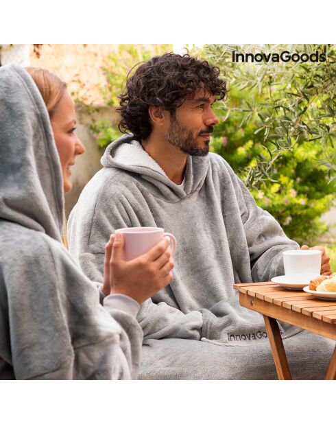 Coperta oversize con maniche in felpa con pile Swug grigio - 160x120x80 cm