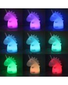 Lampe multicolore licorne LED noire - 9x11x10 cm