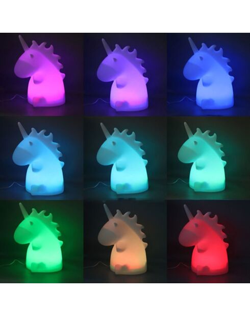 Lampe multicolore licorne LED noire - 9x11x10 cm