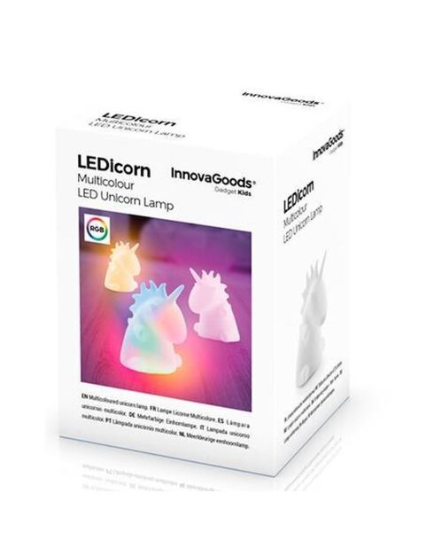 Mehrfarbige schwarze Einhorn-LED-Lampe - 9x11x10 cm