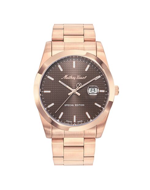 Montre Homme Quartz en Acier Mathy Chess doré rose