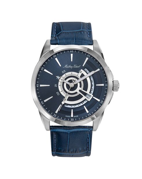 Montre Homme Quartz en Cuir Mondo bleue