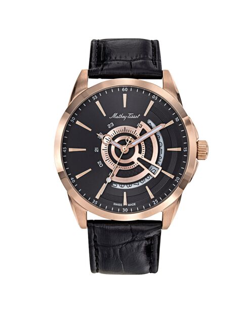 Montre Homme Quartz en Cuir Mondo noire