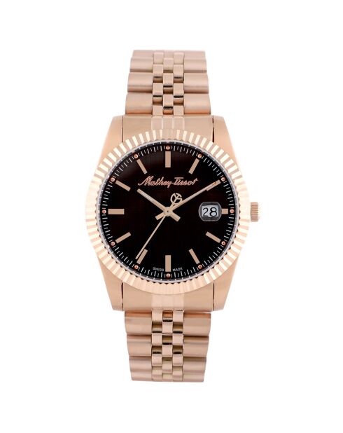 Montre Homme Quartz en Acier Mathy III doré rose