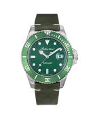 Montre Homme Automatique en Cuir Mathy Vintage verte