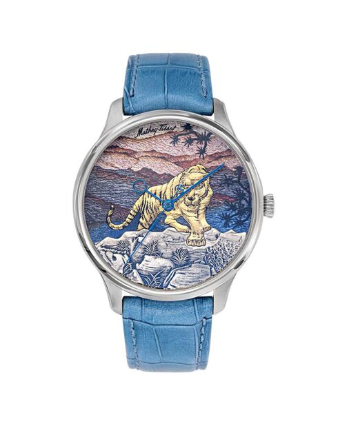 Montre Mixte Automatique en Cuir Edmond bleue