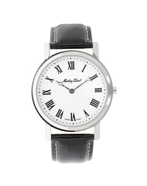 Orologio al quarzo City in pelle mista nera