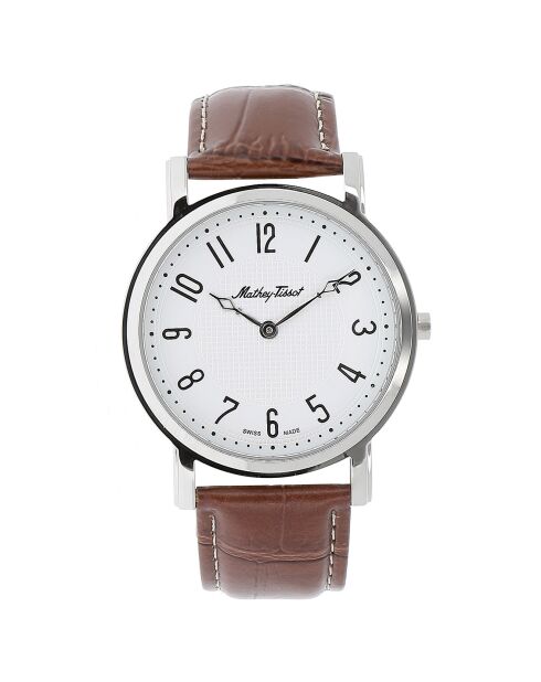 City Brown Quartz gemengd horloge van leer