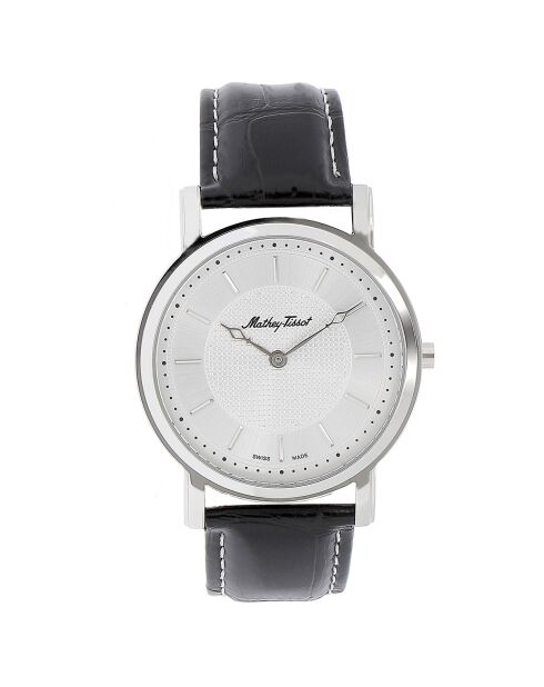 Orologio al quarzo City in pelle mista nera