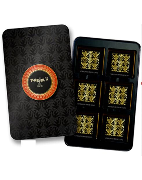 Plumier noir de 12 carrés de chocolat noir 58 gr