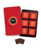 Plumier rouge de 12 carrés de chocolat au lait 58 gr
