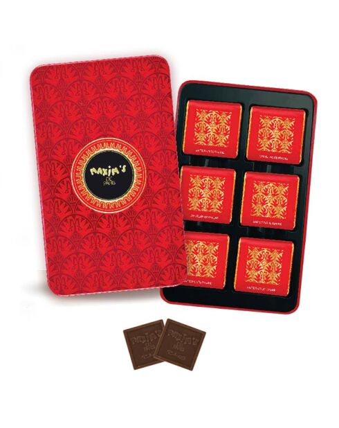 Plumier rouge de 12 carrés de chocolat au lait 58 gr
