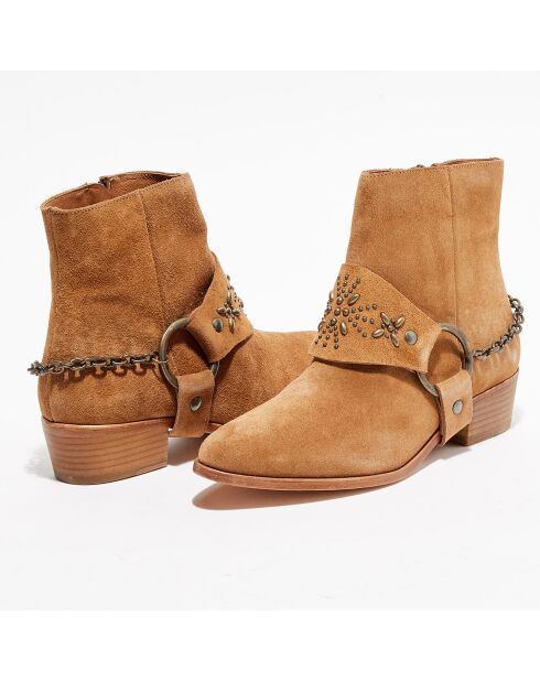 Bottines en Velours de Cuir Toots naturel