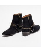 Bottines en Velours de Cuir Toots noir