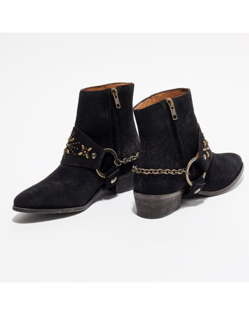 Bottines en Velours de Cuir Toots noir